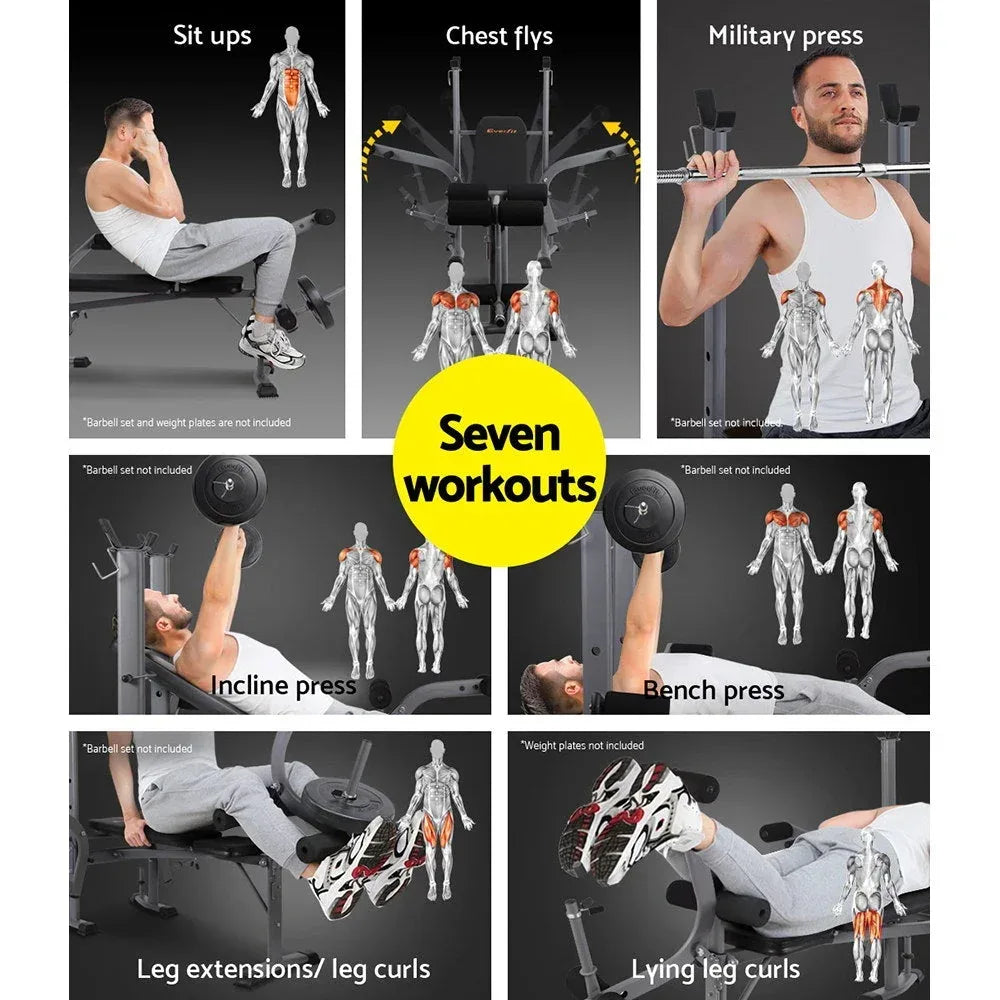 Everfit Multi Station Weight Bench Press Fitness Weights Equipment
